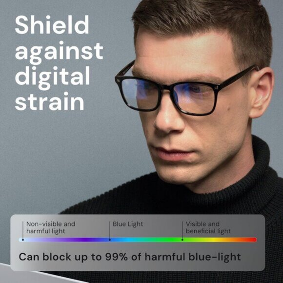 ⚡Men Black& Light Coffee Blue Light Blocking Anti UV Ray Computer Gaming Glasses - Picture 5 of 7